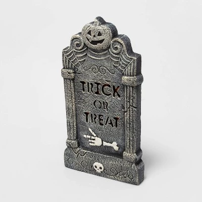 Hyde & EEK! Boutique "Trick or Treat" Light Up Foam Tombstone Halloween Decorative Prop - Hyde & EEK! Boutique™ 2 Hyde & EEK! Boutique "Trick or Treat" Light Up Foam Tombstone Halloween Decorative Prop - Hyde & EEK! Boutique™ - Image 2