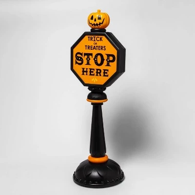 Hyde & EEK! Boutique 42" Light Up Trick or Treat Stop Sign Halloween Decorative Prop - Hyde & EEK! Boutique™ 2 Hyde & EEK! Boutique 42" Light Up Trick or Treat Stop Sign Halloween Decorative Prop - Hyde & EEK! Boutique™ - Image 2
