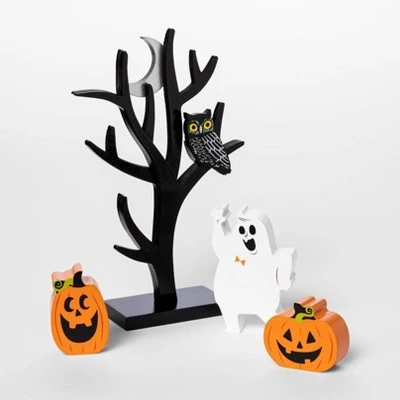 Hyde & EEK! Boutique Mini Mantel Wood Tree with Pumpkin and Ghosts Halloween Decorative Prop - Hyde & EEK! Boutique™ 2 Hyde & EEK! Boutique Mini Mantel Wood Tree with Pumpkin and Ghosts Halloween Decorative Prop - Hyde & EEK! Boutique™ - Image 2