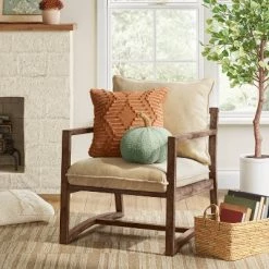 Boucle Pumpkin Shaped Throw Pillow - Threshold⢠Orange