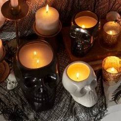 Black Ghost Train Ceramic Skull Figural Candle - Hyde & EEK! Boutique™