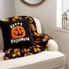 Hyde & EEK! Boutique Pumpkin Striped Printed Plush Throw Blanket Black/Orange - Hyde & EEK! Boutique™
