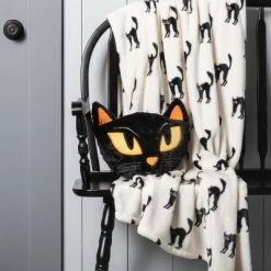 Hyde & EEK! Boutique Faux Fur Cat Throw Pillow Black - Hyde & EEK! Boutique™