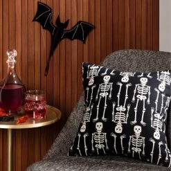Hyde & EEK! Boutique Skeleton Square Throw Pillow Black/Ivory - Hyde & EEK! Boutique™