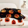 Hyde & EEK! Boutique Pumpkins Printed Plush Throw Blanket Black/Orange - Hyde & EEK! Boutique™