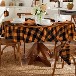 Farmhouse Living Fall Buffalo Check Tablecloth - Black/Orange - Elrene Home Fashions -Halloween Decorations Sales Store unnamed file 117