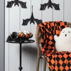 Hyde & EEK! Boutique Check Printed Plush Throw Blanket Black/Orange - Hyde & EEK! Boutique™