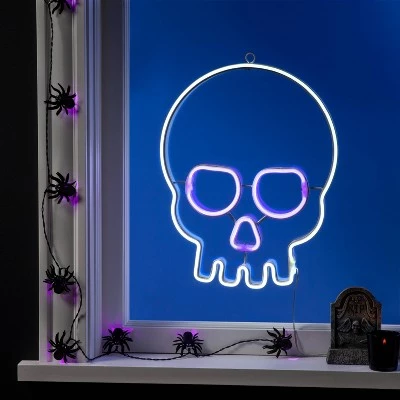 Hyde & EEK! Boutique LED Faux Neon Skull White and Purple Halloween Novelty Silhouette Light - Hyde & EEK! Boutique™ 1 Hyde & EEK! Boutique LED Faux Neon Skull White and Purple Halloween Novelty Silhouette Light - Hyde & EEK! Boutique™