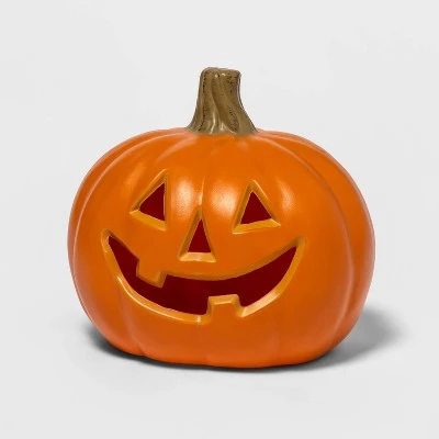 Hyde & EEK! Boutique 8" Light Up Pumpkin with 2 Teeth Halloween Decorative Prop - Hyde & EEK! Boutique™ 2 Hyde & EEK! Boutique 8" Light Up Pumpkin with 2 Teeth Halloween Decorative Prop - Hyde & EEK! Boutique™ - Image 2