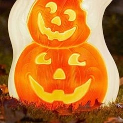 Union Products 56480 60-Watt Light Up Ghost and Pumpkin Halloween Outdoor Garden Statue Decoration Made from Blow-Molded Plastic, White/Orange -Halloween Decorations Sales Store unnamed file 141
