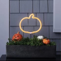 Hyde & EEK! Boutique 1ct LED Faux Neon Pumpkin Halloween Novelty Path Light Orange - Hyde & EEK! Boutique™