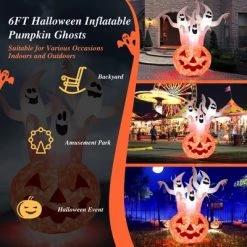 Costway 6 FT Inflatable Halloween Three White Ghosts with Pumpkin Decor w/ Rotating Lamp -Halloween Decorations Sales Store unnamed file 1500