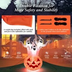 Costway 6 FT Inflatable Halloween Three White Ghosts with Pumpkin Decor w/ Rotating Lamp -Halloween Decorations Sales Store unnamed file 1503