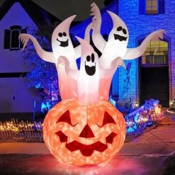 Costway 6 FT Inflatable Halloween Three White Ghosts with Pumpkin Decor w/ Rotating Lamp -Halloween Decorations Sales Store unnamed file 1504
