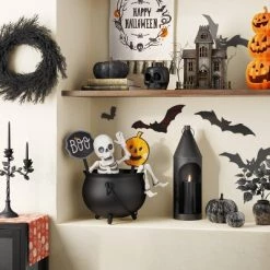 Medium Halloween Marble Glass Pumpkin Black - Threshold™