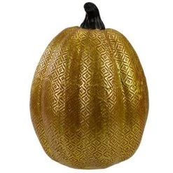 Northlight Orange and Gold Diamond Patterned Halloween Pumpkin Tabletop Decoration -Halloween Decorations Sales Store unnamed file 151