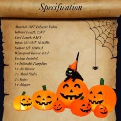 Costway 7.5' Halloween Inflatable 7 Pumpkins Patch W/LED Light Outdoor Garden Decoration -Halloween Decorations Sales Store unnamed file 1518