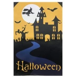 Northlight Spooky House Halloween Outdoor Garden Flag with Bats and Witch 28" x 40"