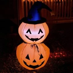 Sunnydaze Decor Sunnydaze 4 Foot Self Inflatable Blow Up Jack-O' Lantern Duo with Witch Hat Outdoor Holiday Halloween Lawn Decoration with LED Lights -Halloween Decorations Sales Store unnamed file 1525