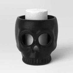Small Ceramic Stoneware Skull Candle Holder with Reactive Glaze Black - Threshold™ -Halloween Decorations Sales Store unnamed file 1557