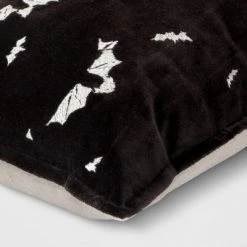 Embroidered Bats Velvet Lumbar Throw Pillow Black/Almond - Threshold™ -Halloween Decorations Sales Store unnamed file 1567