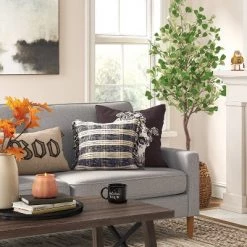 Woven Plaid Square Throw Pillow Black/Neutral - Threshold™