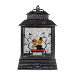 Northlight 11.5"Lighted Black Halloween Snow Globe Lantern with Pumpkin Couple -Halloween Decorations Sales Store unnamed file 1581