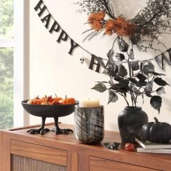 Large Leaves in Pot Arrangement Artificial Plant Black - Threshold™