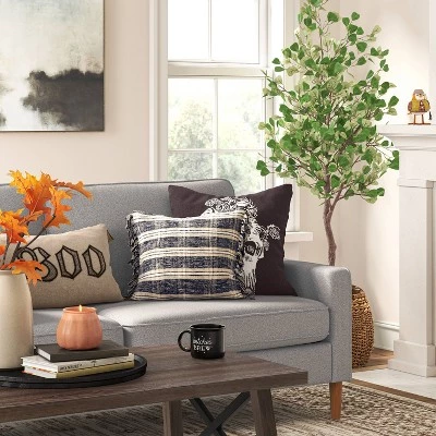 Woven Skull Square Throw Pillow Black/Almond - Threshold™ 1 Woven Skull Square Throw Pillow Black/Almond - Threshold™