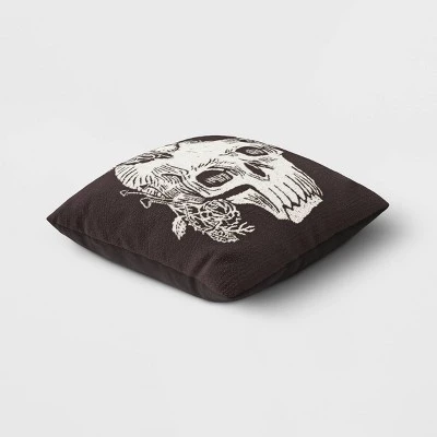 Woven Skull Square Throw Pillow Black/Almond - Threshold™ 2 Woven Skull Square Throw Pillow Black/Almond - Threshold™ - Image 2