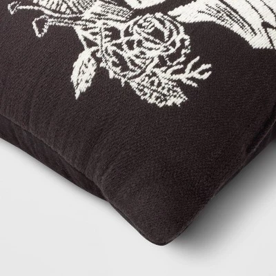 Woven Skull Square Throw Pillow Black/Almond - Threshold™ 3 Woven Skull Square Throw Pillow Black/Almond - Threshold™ - Image 3