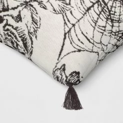 Woven Floral Square Throw Pillow Almond/Black - Threshold™ -Halloween Decorations Sales Store unnamed file 1658