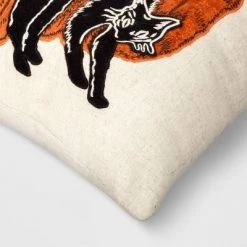 Embroidered and Appliqued Cat and Pumpkin Square Throw Pillow Almond/Orange - Threshold™ -Halloween Decorations Sales Store unnamed file 1677