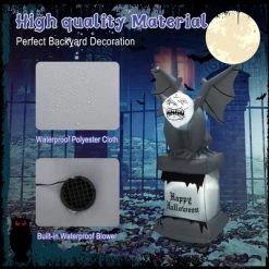 Costway 8.2 FT Halloween Inflatable Gravestone w/ Gargoyle Yard Decoration w/LED Lights -Halloween Decorations Sales Store unnamed file 1689