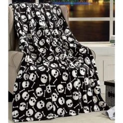 Kate Aurora Ultra Soft & Cozy Halloween Skulls & Webs Ultra Plush Throw - 50 in. W x 60 in. L