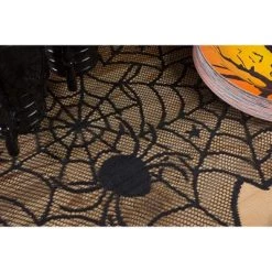 Juvale 2 Pack Black Lace Spider Web Table Runner for Halloween Party, 18 x 72 In