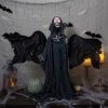 Northlight 50" Gray and Black Animated Hanging Winged Reaper with LED Eyes Halloween Decoration
