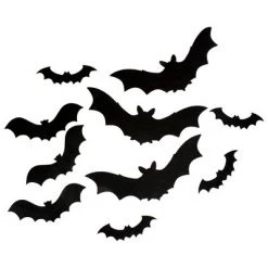 Northlight Set of 10 Black Halloween Posable Bats Decoration; Small Medium and Large