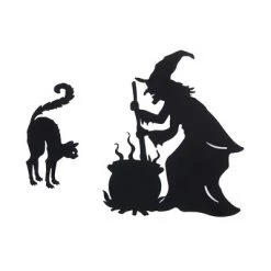 The Lakeside Collection Lakeside Witch and Cat Wall Decor for Halloween - Spooky, Witchy Indoor Decoration - 2Pc