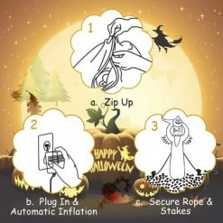 Costway 6FT Halloween Inflatable Blow Up Ghost w/ Pumpkin LED Lights Yard Decoration -Halloween Decorations Sales Store unnamed file 1769