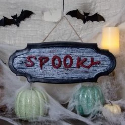 Northlight 20.5" Red and Gray Animated "Spooky" Halloween Sign