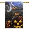 Northlight Pumpkins and Ghost Spooky Halloween Outdoor Garden Flag 28" x 40"