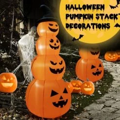 Costway 8FT Halloween Inflatable Stacked Pumpkins Blow-up Holiday Decoration w/ LED Lights -Halloween Decorations Sales Store unnamed file 1813