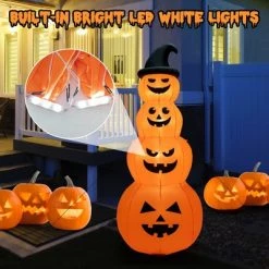 Costway 8FT Halloween Inflatable Stacked Pumpkins Blow-up Holiday Decoration w/ LED Lights -Halloween Decorations Sales Store unnamed file 1816