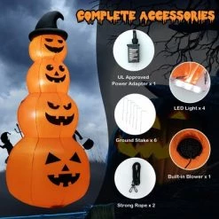 Costway 8FT Halloween Inflatable Stacked Pumpkins Blow-up Holiday Decoration w/ LED Lights -Halloween Decorations Sales Store unnamed file 1818