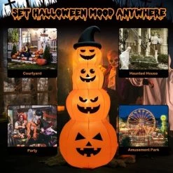 Costway 8FT Halloween Inflatable Stacked Pumpkins Blow-up Holiday Decoration w/ LED Lights -Halloween Decorations Sales Store unnamed file 1819