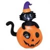 Costway 5 FT Tall Halloween Inflatable Décor Black Cat Sitting in Pumpkin w/ LED Lights
