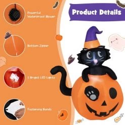 Costway 5 FT Tall Halloween Inflatable Décor Black Cat Sitting in Pumpkin w/ LED Lights -Halloween Decorations Sales Store unnamed file 1850