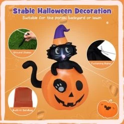 Costway 5 FT Tall Halloween Inflatable Décor Black Cat Sitting in Pumpkin w/ LED Lights -Halloween Decorations Sales Store unnamed file 1855