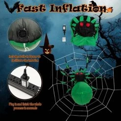 Costway 5 FT Long Halloween Inflatable Spider with White Net Yard Decor w/Rotating Light -Halloween Decorations Sales Store unnamed file 1865